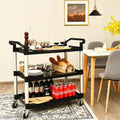 Black and Silver Three-Tier Rolling Utility Cart with Aluminum Frame