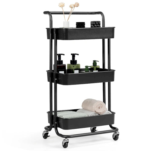 3-Tier Utility Cart Storage Rolling Cart with Casters