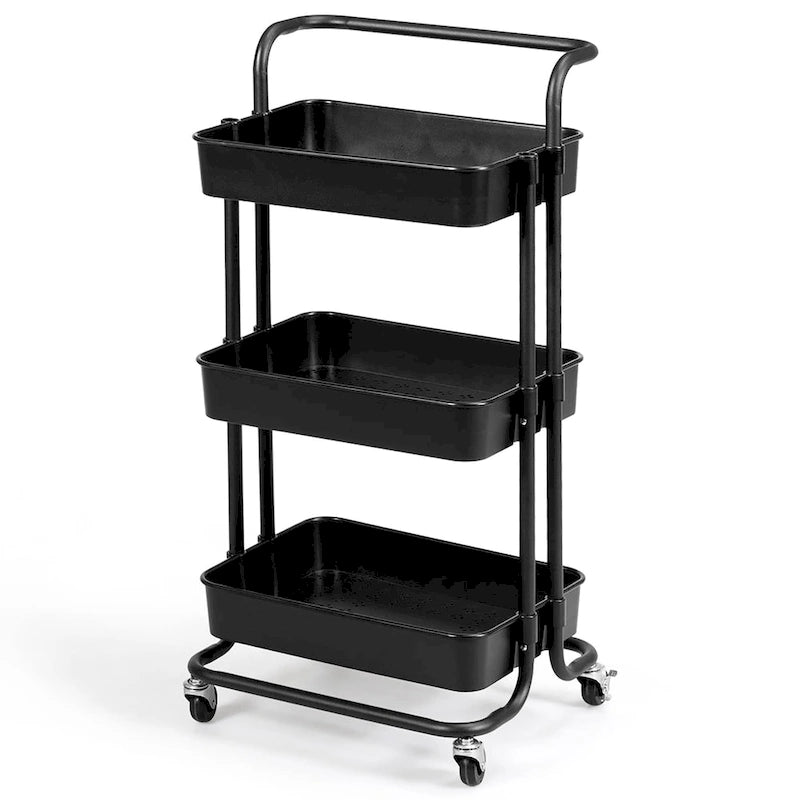 3-Tier Utility Cart Storage Rolling Cart with Casters