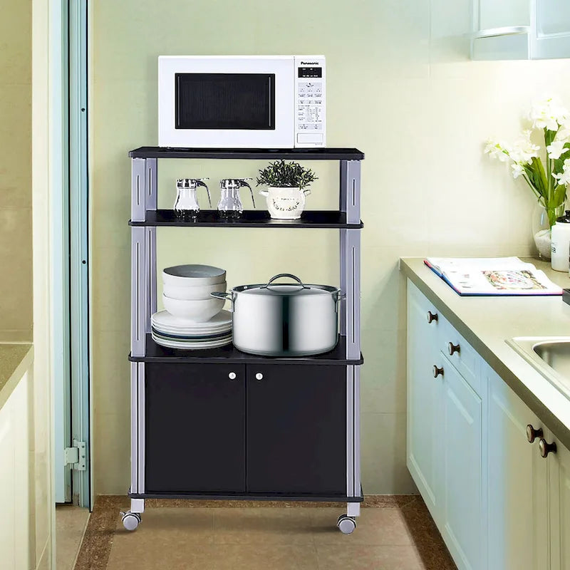 Scaffale da cucina con rotelle, portaforno a microonde, ripiano multiuso con ruote
