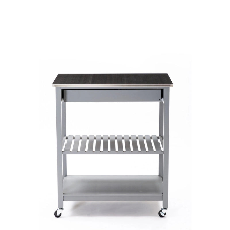 Rolling Kitchen Cart with Stainless Steel Top and Storage Drawer