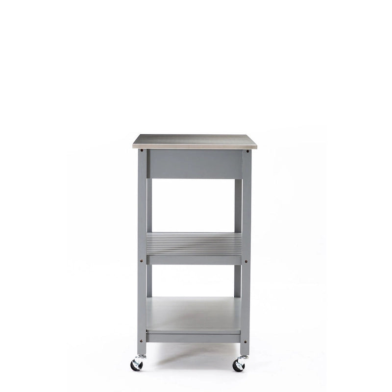 Rolling Kitchen Cart with Stainless Steel Top and Storage Drawer