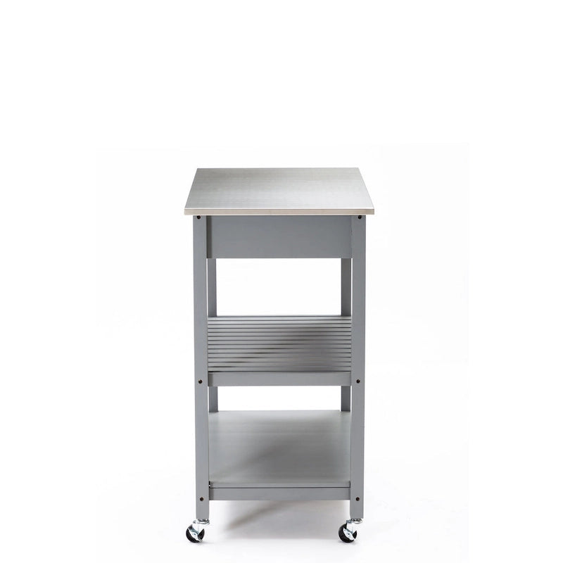 Rolling Kitchen Cart with Stainless Steel Top and Storage Drawer