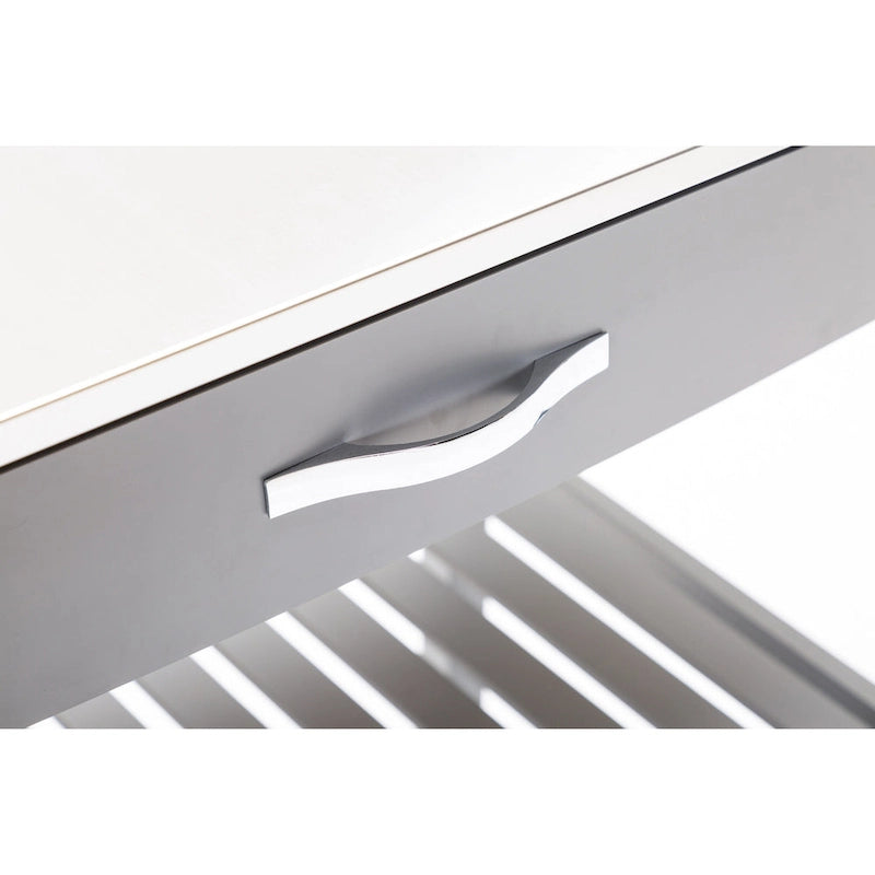 Rolling Kitchen Cart with Stainless Steel Top and Storage Drawer
