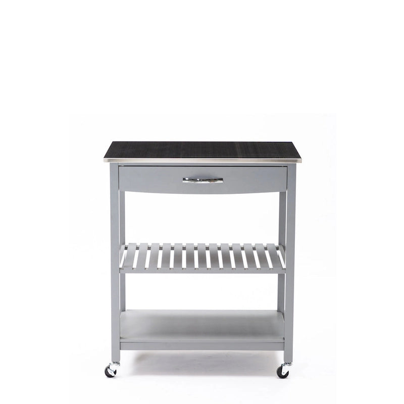 Rolling Kitchen Cart with Stainless Steel Top and Storage Drawer