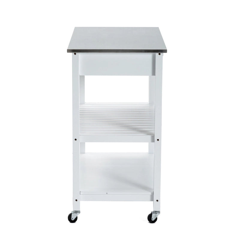 Rolling Kitchen Cart with Stainless Steel Top and Storage Drawer