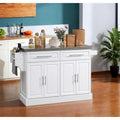 Rolling Kitchen Island,Portable Kitchen Cart with Stainless Steel Top