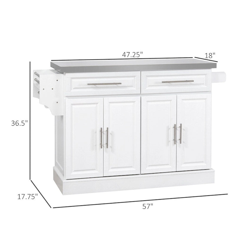 Rolling Kitchen Island,Portable Kitchen Cart with Stainless Steel Top