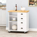 Contemporary Wood Kitchen Cart with Drawers Cabinet and Open Shelves