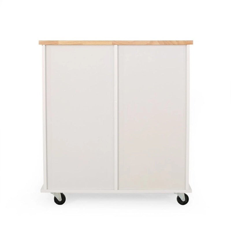 Contemporary Wood Kitchen Cart with Drawers Cabinet and Open Shelves