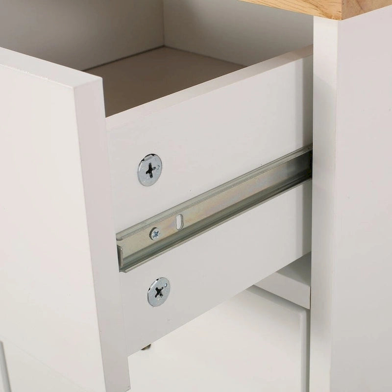 Contemporary Wood Kitchen Cart with Drawers Cabinet and Open Shelves