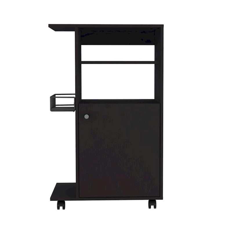 Rolling Kitchen Storage Cart with Single Door Cabinet and Shelves
