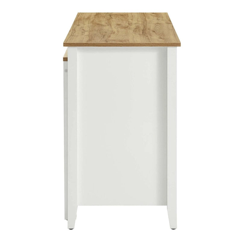 Isola da cucina effetto rovere bianco con cassetti e ripiani regolabili