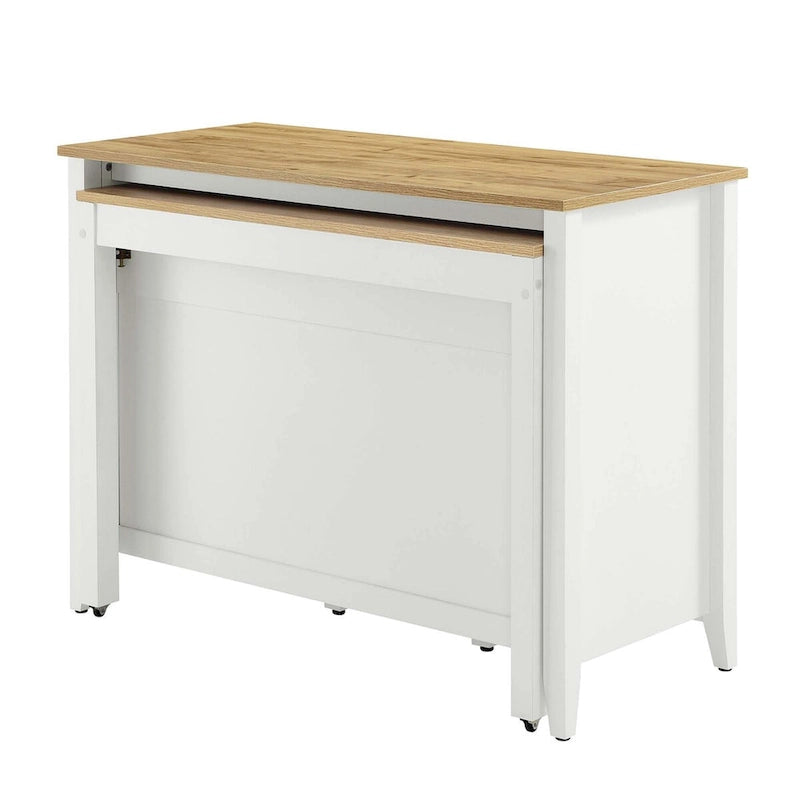 Isola da cucina effetto rovere bianco con cassetti e ripiani regolabili