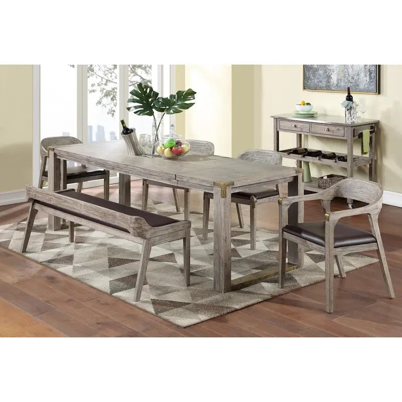 Rustic Grey Rolling Kitchen Cart with Stainless Steel Storage Top